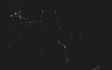 Soyut arkaplan. Çokgen şekilli molekül teknolojisi, noktaları ve çizgileri birleştiriyor. Bağlantı yapısı. Büyük veri görselleştirmesi. 