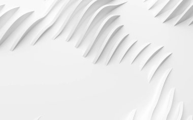 Soyut Eğri Şekiller. Beyaz Dairesel Arkaplan. Soyut arkaplan. 3d illüstrasyon