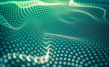 Soyut arkaplan. Çokgen şekilli molekül teknolojisi, noktaları ve çizgileri birleştiriyor. Bağlantı yapısı. Büyük veri görselleştirmesi.