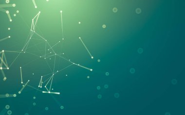 Soyut arkaplan. Çokgen şekilli molekül teknolojisi, noktaları ve çizgileri birleştiriyor. Bağlantı yapısı. Büyük veri görselleştirmesi.