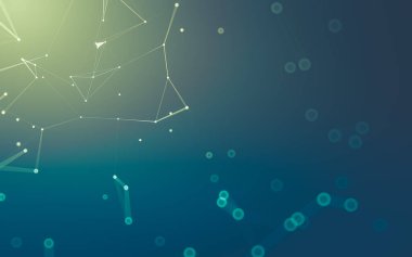 Soyut arkaplan. Çokgen şekilli molekül teknolojisi, noktaları ve çizgileri birleştiriyor. Bağlantı yapısı. Büyük veri görselleştirmesi.