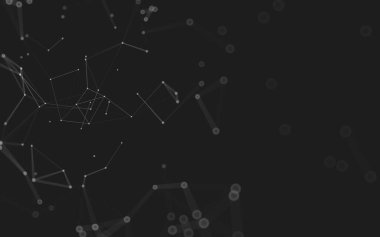 Soyut arkaplan. Çokgen şekilli molekül teknolojisi, noktaları ve çizgileri birleştiriyor. Bağlantı yapısı. Büyük veri görselleştirmesi. 