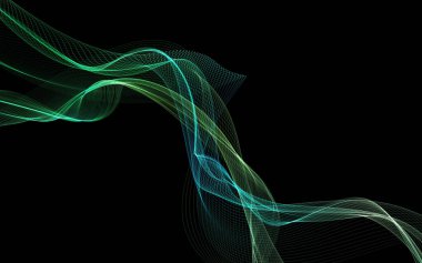 Parlayan soyut dalgalar ve soyut arkaplan ile koyu soyut arkaplan