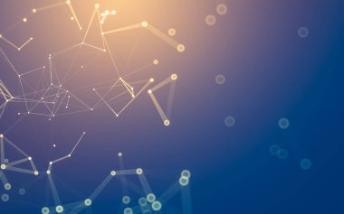 Soyut arkaplan. Çokgen şekilli molekül teknolojisi, noktaları ve çizgileri birleştiriyor. Bağlantı yapısı. Büyük veri görselleştirmesi.