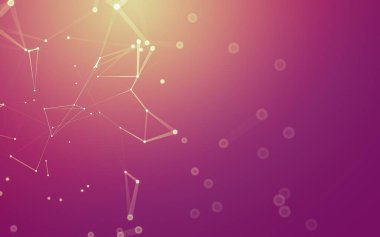 Soyut arkaplan. Çokgen şekilli molekül teknolojisi, noktaları ve çizgileri birleştiriyor. Bağlantı yapısı. Büyük veri görselleştirmesi.