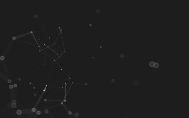 Soyut arkaplan. Çokgen şekilli molekül teknolojisi, noktaları ve çizgileri birleştiriyor. Bağlantı yapısı. Büyük veri görselleştirmesi. 