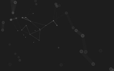 Soyut arkaplan. Çokgen şekilli molekül teknolojisi, noktaları ve çizgileri birleştiriyor. Bağlantı yapısı. Büyük veri görselleştirmesi. 