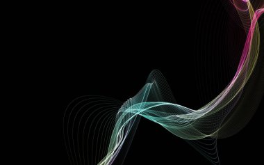 Parlayan soyut dalgalar ve soyut arkaplan ile koyu soyut arkaplan
