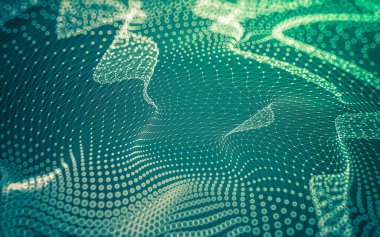 Soyut arkaplan. Çokgen şekilli molekül teknolojisi, noktaları ve çizgileri birleştiriyor. Bağlantı yapısı. Büyük veri görselleştirmesi.