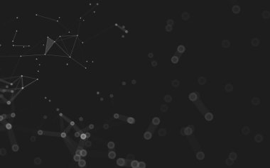 Soyut arkaplan. Çokgen şekilli molekül teknolojisi, noktaları ve çizgileri birleştiriyor. Bağlantı yapısı. Büyük veri görselleştirmesi. 