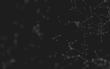 Soyut arkaplan. Çokgen şekilli molekül teknolojisi, noktaları ve çizgileri birleştiriyor. Bağlantı yapısı. Büyük veri görselleştirmesi. 