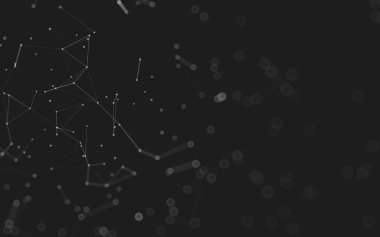 Soyut arkaplan. Çokgen şekilli molekül teknolojisi, noktaları ve çizgileri birleştiriyor. Bağlantı yapısı. Büyük veri görselleştirmesi. 