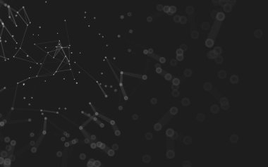 Soyut arkaplan. Çokgen şekilli molekül teknolojisi, noktaları ve çizgileri birleştiriyor. Bağlantı yapısı. Büyük veri görselleştirmesi. 