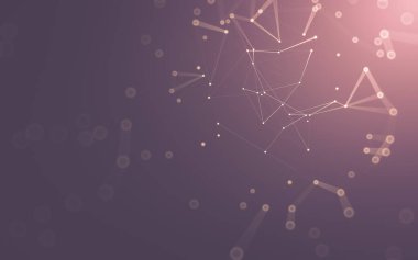 Soyut arkaplan. Çokgen şekilli molekül teknolojisi, noktaları ve çizgileri birleştiriyor. Bağlantı yapısı. Büyük veri görselleştirmesi.