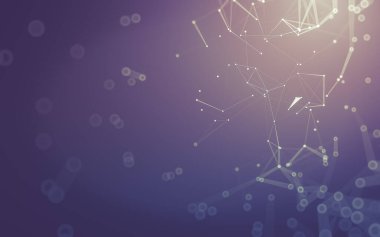 Soyut arkaplan. Çokgen şekilli molekül teknolojisi, noktaları ve çizgileri birleştiriyor. Bağlantı yapısı. Büyük veri görselleştirmesi.