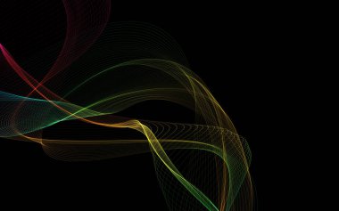 Parlayan soyut dalgalar ve soyut arkaplan ile koyu soyut arkaplan