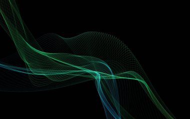 Parlayan soyut dalgalar ve soyut arkaplan ile koyu soyut arkaplan