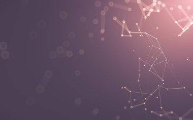 Soyut arkaplan. Çokgen şekilli molekül teknolojisi, noktaları ve çizgileri birleştiriyor. Bağlantı yapısı. Büyük veri görselleştirmesi.