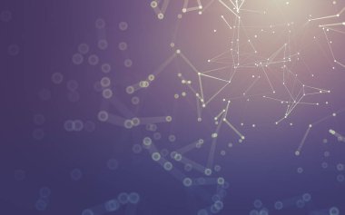 Soyut arkaplan. Çokgen şekilli molekül teknolojisi, noktaları ve çizgileri birleştiriyor. Bağlantı yapısı. Büyük veri görselleştirmesi.