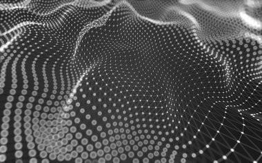 Soyut arkaplan. Çokgen şekilli molekül teknolojisi, noktaları ve çizgileri birleştiriyor. Bağlantı yapısı. Büyük veri görselleştirmesi. 