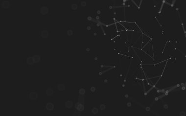 Soyut arkaplan. Çokgen şekilli molekül teknolojisi, noktaları ve çizgileri birleştiriyor. Bağlantı yapısı. Büyük veri görselleştirmesi. 