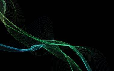 Parlayan soyut dalgalar ve soyut arkaplan ile koyu soyut arkaplan