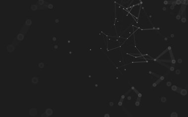 Soyut arkaplan. Çokgen şekilli molekül teknolojisi, noktaları ve çizgileri birleştiriyor. Bağlantı yapısı. Büyük veri görselleştirmesi. 