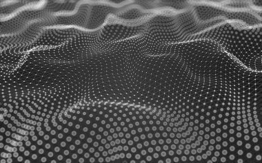 Soyut arkaplan. Çokgen şekilli molekül teknolojisi, noktaları ve çizgileri birleştiriyor. Bağlantı yapısı. Büyük veri görselleştirmesi. 