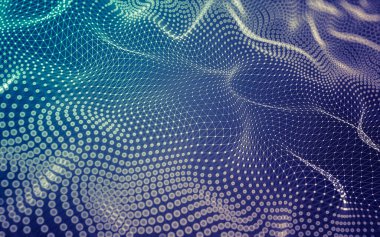 Soyut arkaplan. Çokgen şekilli molekül teknolojisi, noktaları ve çizgileri birleştiriyor. Bağlantı yapısı. Büyük veri görselleştirmesi.