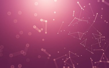 Soyut arkaplan. Çokgen şekilli molekül teknolojisi, noktaları ve çizgileri birleştiriyor. Bağlantı yapısı. Büyük veri görselleştirmesi.