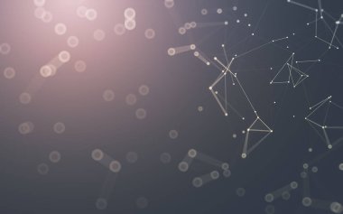 Soyut arkaplan. Çokgen şekilli molekül teknolojisi, noktaları ve çizgileri birleştiriyor. Bağlantı yapısı. Büyük veri görselleştirmesi.