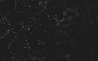 Soyut arkaplan. Çokgen şekilli molekül teknolojisi, noktaları ve çizgileri birleştiriyor. Bağlantı yapısı. Büyük veri görselleştirmesi. 