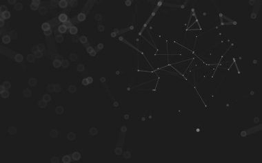 Soyut arkaplan. Çokgen şekilli molekül teknolojisi, noktaları ve çizgileri birleştiriyor. Bağlantı yapısı. Büyük veri görselleştirmesi. 