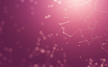 Soyut arkaplan. Çokgen şekilli molekül teknolojisi, noktaları ve çizgileri birleştiriyor. Bağlantı yapısı. Büyük veri görselleştirmesi.