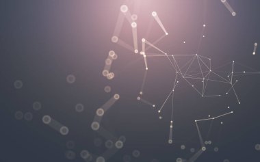 Soyut arkaplan. Çokgen şekilli molekül teknolojisi, noktaları ve çizgileri birleştiriyor. Bağlantı yapısı. Büyük veri görselleştirmesi.