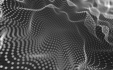 Soyut arkaplan. Çokgen şekilli molekül teknolojisi, noktaları ve çizgileri birleştiriyor. Bağlantı yapısı. Büyük veri görselleştirmesi. 