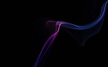 Parlayan soyut dalgalar ve soyut arkaplan ile koyu soyut arkaplan