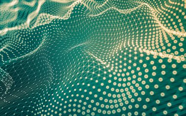 Soyut arkaplan. Çokgen şekilli molekül teknolojisi, noktaları ve çizgileri birleştiriyor. Bağlantı yapısı. Büyük veri görselleştirmesi.