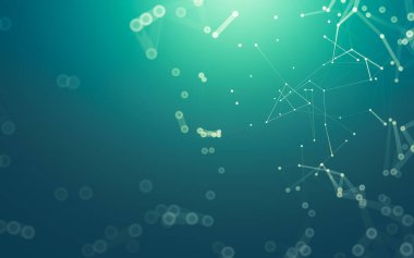 Soyut arkaplan. Çokgen şekilli molekül teknolojisi, noktaları ve çizgileri birleştiriyor. Bağlantı yapısı. Büyük veri görselleştirmesi.