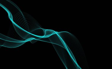 Parlayan soyut dalgalar ve soyut arkaplan ile koyu soyut arkaplan