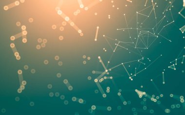 Soyut arkaplan. Çokgen şekilli molekül teknolojisi, noktaları ve çizgileri birleştiriyor. Bağlantı yapısı. Büyük veri görselleştirmesi.