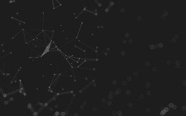 Soyut arkaplan. Çokgen şekilli molekül teknolojisi, noktaları ve çizgileri birleştiriyor. Bağlantı yapısı. Büyük veri görselleştirmesi. 