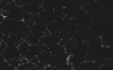 Soyut arkaplan. Çokgen şekilli molekül teknolojisi, noktaları ve çizgileri birleştiriyor. Bağlantı yapısı. Büyük veri görselleştirmesi. 