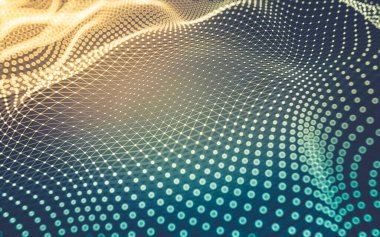 Soyut arkaplan. Çokgen şekilli molekül teknolojisi, noktaları ve çizgileri birleştiriyor. Bağlantı yapısı. Büyük veri görselleştirmesi.