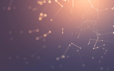 Soyut arkaplan. Çokgen şekilli molekül teknolojisi, noktaları ve çizgileri birleştiriyor. Bağlantı yapısı. Büyük veri görselleştirmesi.