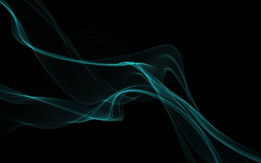 Parlayan soyut dalgalar ve soyut arkaplan ile koyu soyut arkaplan