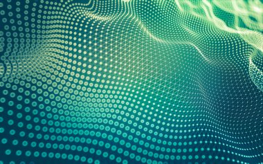 Soyut arkaplan. Çokgen şekilli molekül teknolojisi, noktaları ve çizgileri birleştiriyor. Bağlantı yapısı. Büyük veri görselleştirmesi.