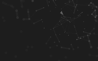 Soyut arkaplan. Çokgen şekilli molekül teknolojisi, noktaları ve çizgileri birleştiriyor. Bağlantı yapısı. Büyük veri görselleştirmesi. 
