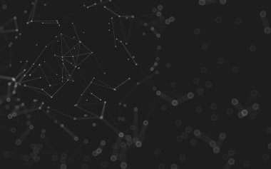 Soyut arkaplan. Çokgen şekilli molekül teknolojisi, noktaları ve çizgileri birleştiriyor. Bağlantı yapısı. Büyük veri görselleştirmesi. 