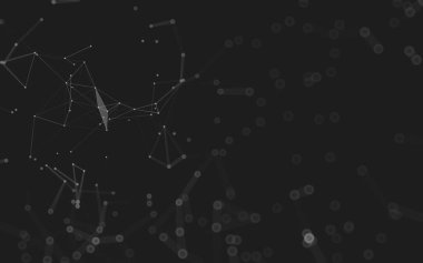 Soyut arkaplan. Çokgen şekilli molekül teknolojisi, noktaları ve çizgileri birleştiriyor. Bağlantı yapısı. Büyük veri görselleştirmesi. 